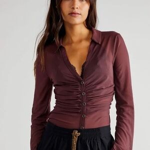 Free People Lucky Mesh Shirtee L